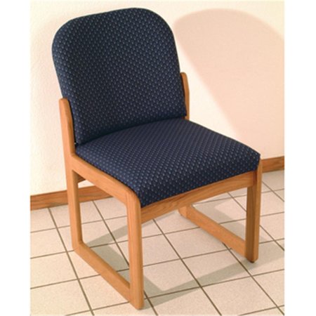 WOODEN MALLET Prairie Armless Guest Chair in Medium Oak - Arch Blue DW8-1MOAB